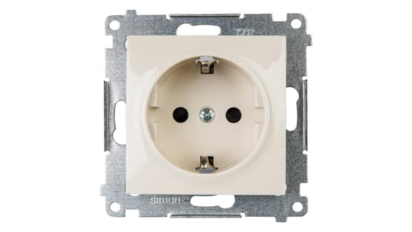 SIMON54 Schuko-stikdåse med skærme (modul) 16A, 250V~, lynkobling; creme