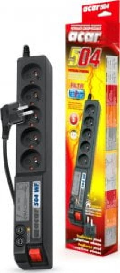 Strømskinne Acar 504WF overspændingsbeskyttelse 5 stik 1,5 m sort (W0072)