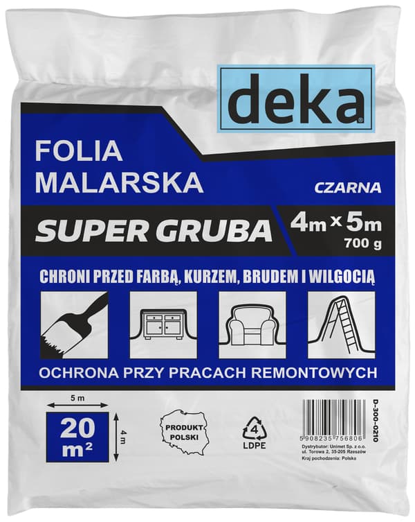 MALERFOLIE SUPER TYK SORT 4*5M 700G