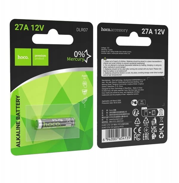 Alkaliparisto 27A Hoco 12V DLR07 1 kpl
