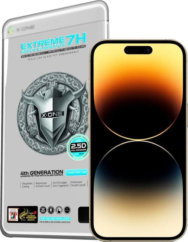 Protektor LCD X-ONE Extreme Shock Eliminator 4. sukupolvi - iPhone 14 Pro/15:lle