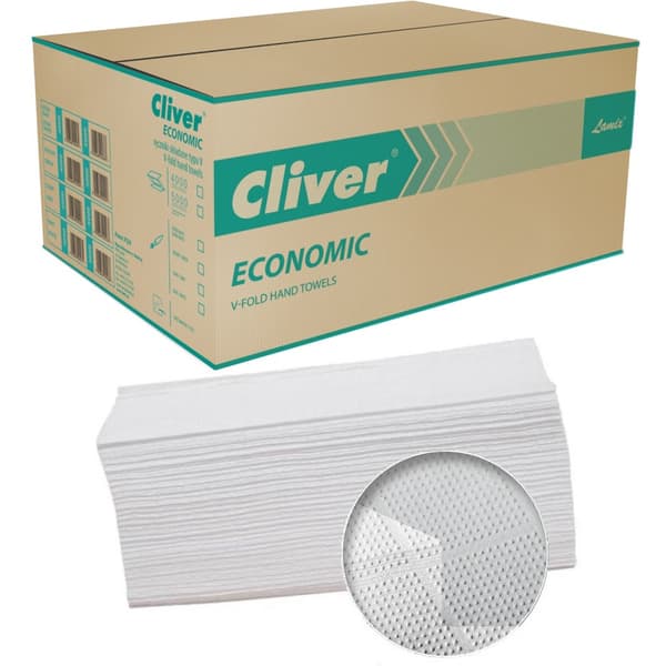Vikhanddukar Cliver Economic V-Fold 1w Returpapper vit (20x200)