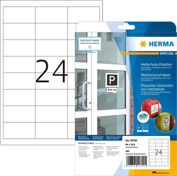HERMA Väderbeständig Vattentät A4 20 Ark 66x33.8