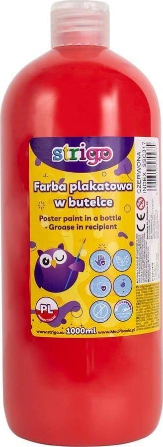 Affischfärg i flaska 1000ml röd STRIGO