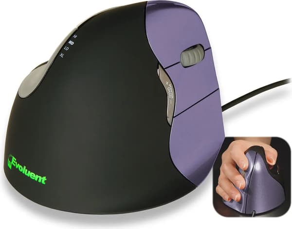 Evoluent Mouse VerticalMouse 4 Small - Musta/Violetti