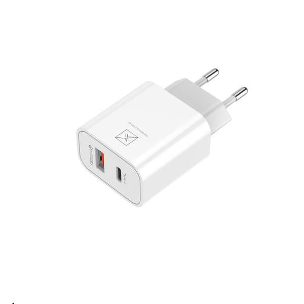 Maxximus LAD Batteriladdare. NETWORK MX ALPHA 20W PD+QC, USB-A+C VIT/VIT