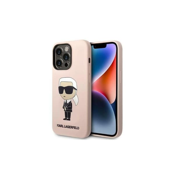 Karl Lagerfeld KLHCP14LSNIKBCP iPhone 14 Pro 6.1\" Hardcase rosa/rosa Silikon Ikonik