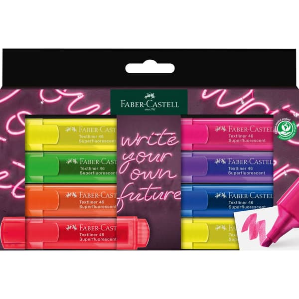 Overstregningstusch Super Neon 8 farver FABER CASTELL