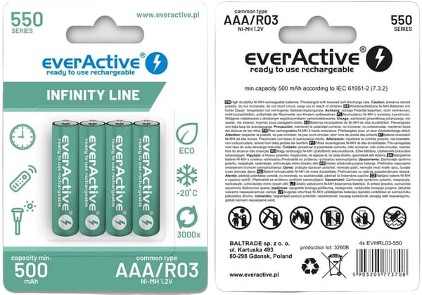 R03 AKU 4BL EverActive 550! infinity line