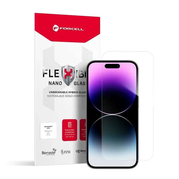 Forcell Fleksibelt Nano Glas - hybridglas til iPhone 14 Pro
