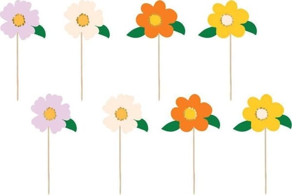 Tårtdekorationer Blommor, mix, 13 cm (1 st./8 st.)
