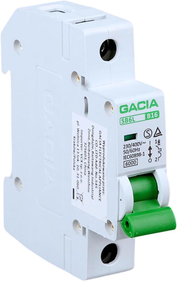 GACIA Adapterafbryder SB6L B 1P 16A 6kA AC