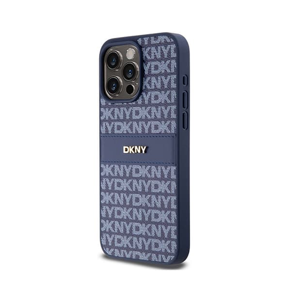 DKNY DKHCP15XPRTHSLB iPhone 15 Pro Max 6.7\" blå/blå hardcase Læder Mono Stripe & Metal Logo
