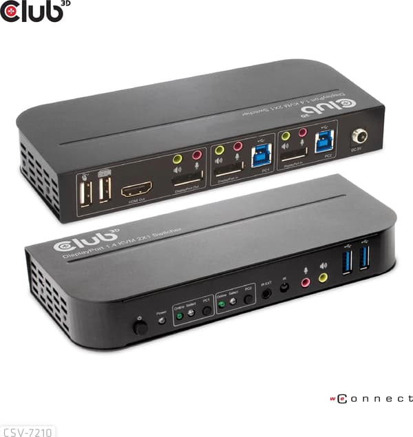 Club 3D Club3D-switch - Switch, DP/HDMI KVM-switch - Dubbel DP 4K 60Hz