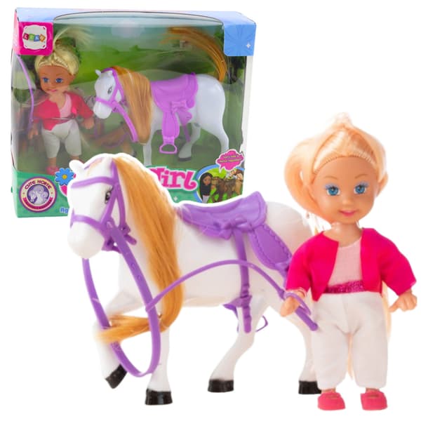Minidukkesæt med ridekostume og sadel