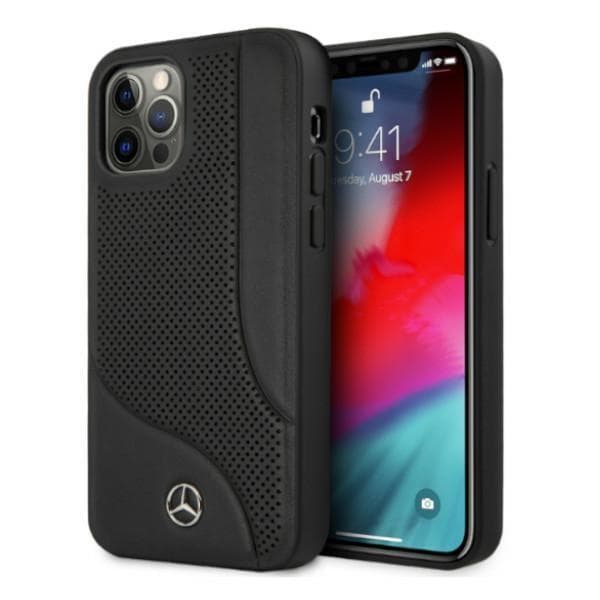 Mercedes Läder-Perforerat Fodral för iPhone 12 Pro Max - Svart