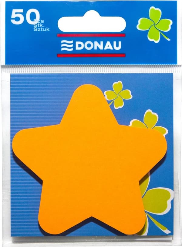 Donau Notes selvklæbende orange stjerne 50 ark vedhæng (7572001PL-12) n