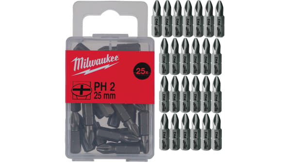 Ph2 Borebits 25mm forstærket 25 stk. MILWAUKEE