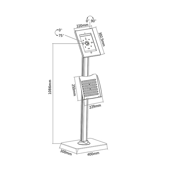 Maclean MC-724 mainosteline tablettilattialle iPad2.3.4-lukolla IPAD air