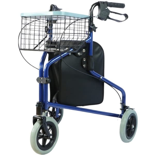 Praktisk trehjulig rollator med korg och väska - RF-621