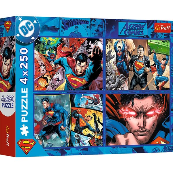 Palapeli - 4x250 - Teräsmiehen rohkeus - Warner Superman Trefl 13340