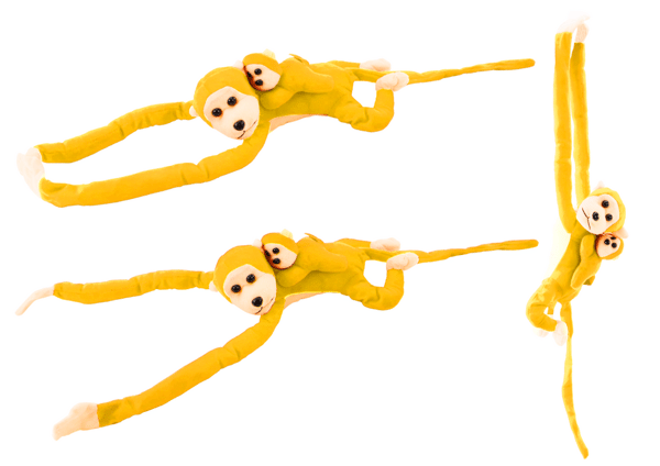 Maskot Plys Abe med Baby, Gul 70 cm