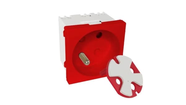 Alantec Moduuli pistorasia 2P+Z, 45x45, DATA avaimella, punainen ALANTEC - ALANTEC