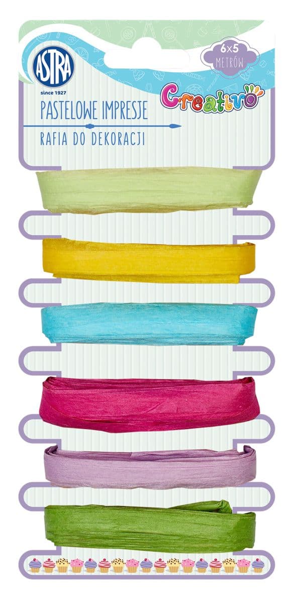 Raffia för dekoration - pastellintryck ASTRA