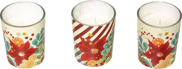 Atmosphera Duftlys med juletryk, Ø 5 cm, 3 stk.