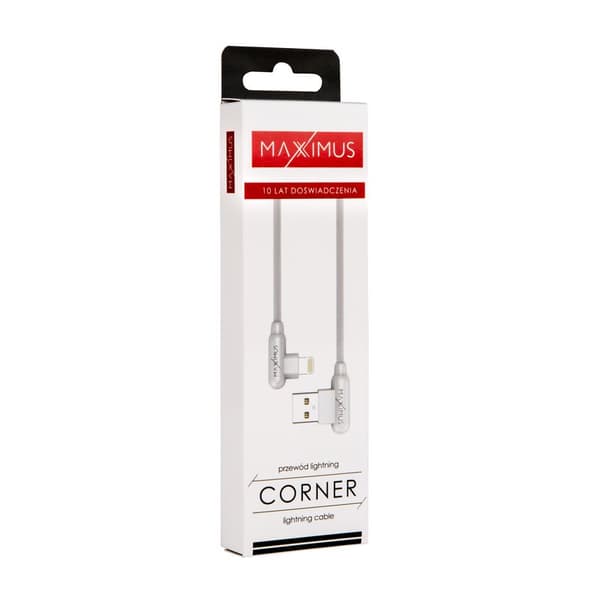 Maxximus USB-kabel MX CORNER FAST CHARGE LIGHTNING 2.4A /1m, VIT/VIT, VIT