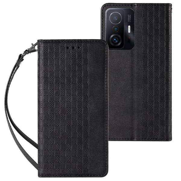 Magnetbånd-etui til Xiaomi Redmi Note 11 Pro Pung + Mini-nøglesnor Sort