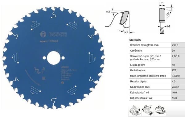 RUNDSAV 230x30mm 48-TÆNDER EXPERT til TRÆ, TIL TRÆ
