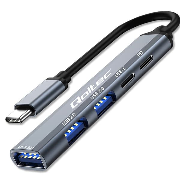Qoltec Hub Adapter USB-C 3.1 5i1 | USB-C PD| USB-C | 2x USB 2.0 | USB 3.0