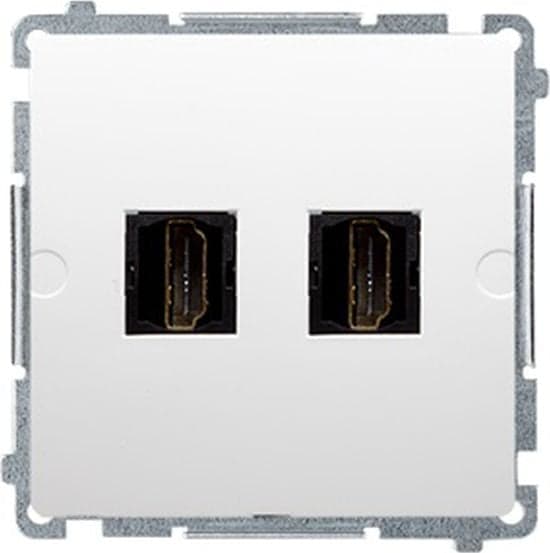 SIMON BASIC HDMI TV-pistorasia kaksoisrunkoon valkoinen BMGHDMI2.01/11 461442