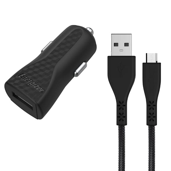 Energizer HardCase - Biloplader USB-A 1A + Micro USB-kabel (sort)