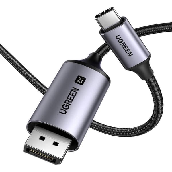 Ugreen CM556-kabel med USB-C- och DisplayPort 8K-anslutningar, 2 m lång – Grå
