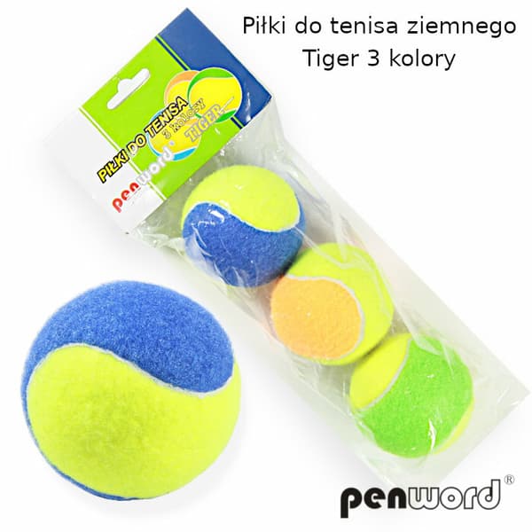 Värikkäät Tiger-tennispallot 3 kpl pussissa
