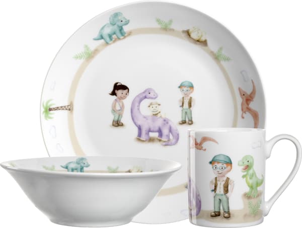 Set med 3 tallrikar för barn dinosaurie BAMBINI AVVENTURA - Leonardo