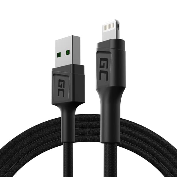 Kaapeli USB-A Lightning Green Cell GC, 120cm iPhone, iPad, iPod, pikalataus