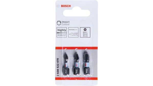 BOSCH END IMPACT sæt med 3 stk. PH1/PH2/PH3 x 25mm