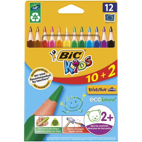 Eco Evolution Trekant 10+2 farver bls BIC blyanter