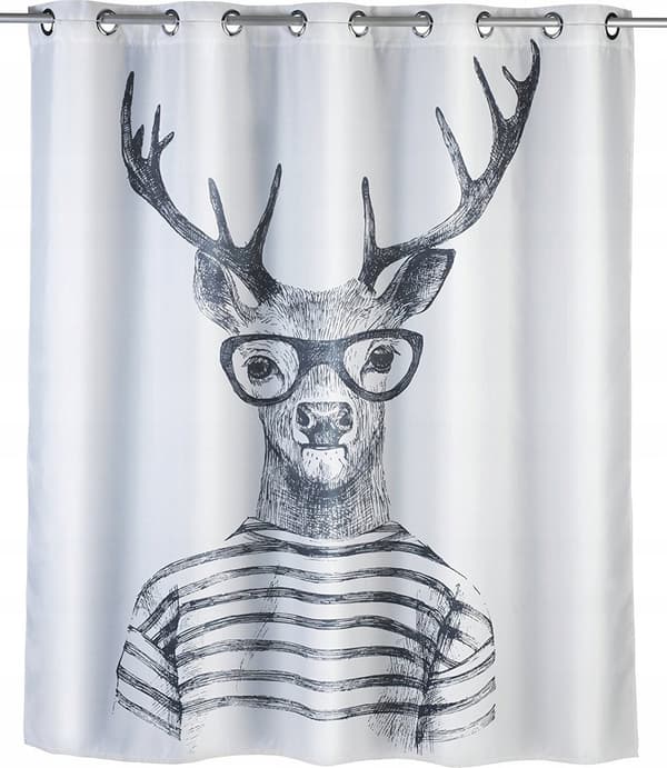 Kleine Wolke badeforhæng Mr Deer, tekstil, 180x200 cm, WENKO