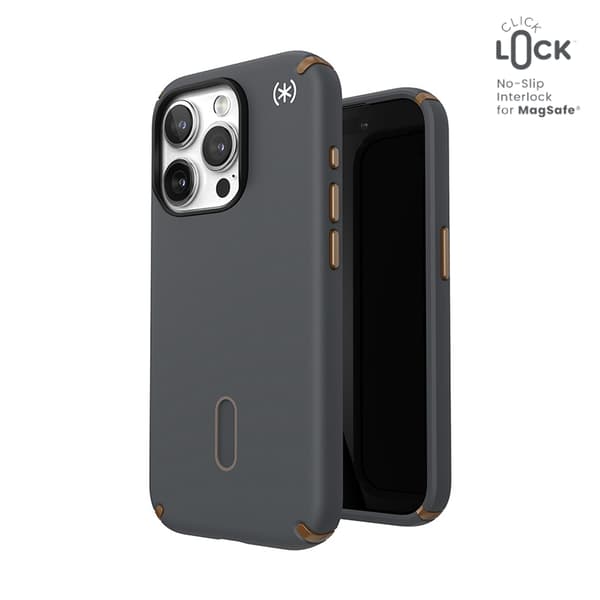 Speck Presidio2 Pro ClickLock & MagSafe - iPhone 15 Pro Cover (Charcoal Grey/Cool Bronze)