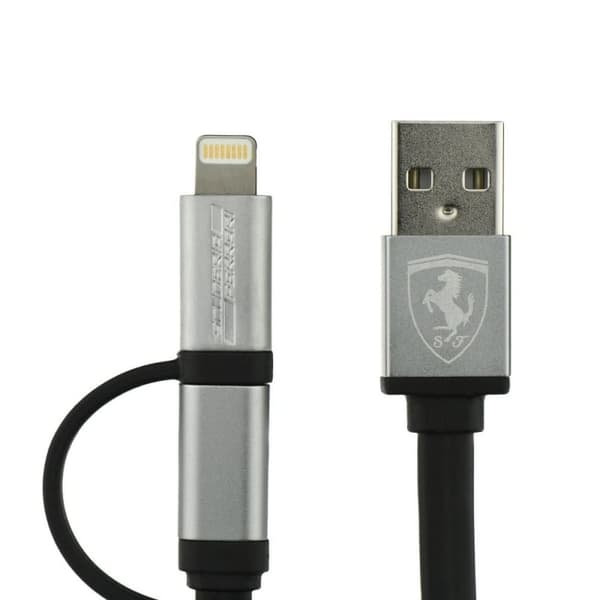 Ferrari-laturi FEBCCCBUNBK 2in1 MFI Lightning/Micro USB musta/musta