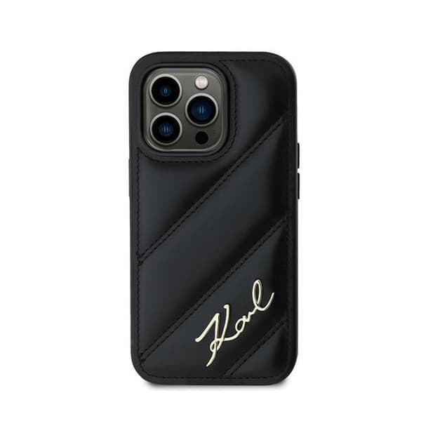 Karl Lagerfeld KLHCP14LPQDSMGK Apple iPhone 14 Pro hårt skal Diagonal Quilted Script svart