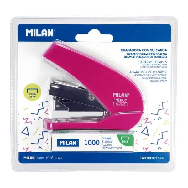 Hæftemaskine 9cm Energibesparende pink 191071P MILAN