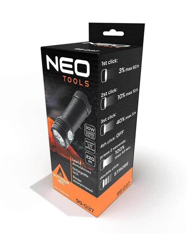 Neo-taskulamppu USB-ladattava taskulamppu 3300 lm OSRAM P9 LED