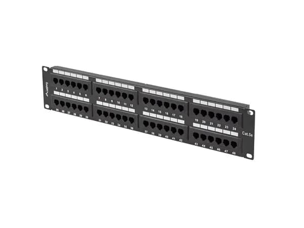 PATCHPANEL 48 PORT 2U 19\" CAT.5E SVART LANBERG