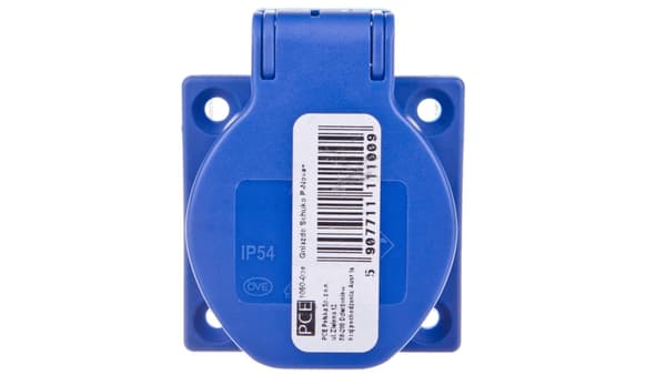 Infälld apparatdosa 10/16A 2P+J 230V schuko blå IP44 1050-0bs