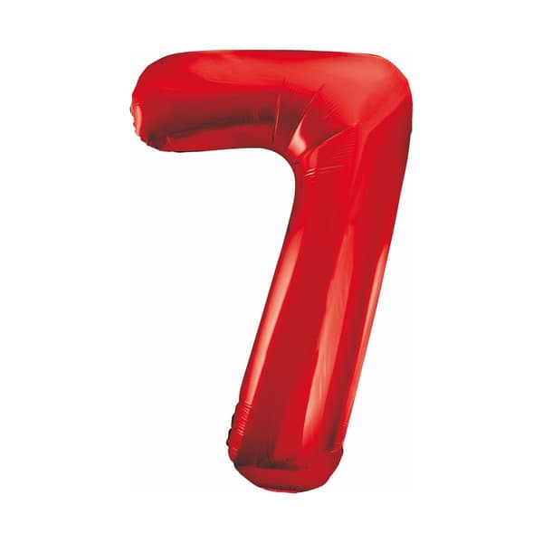 Folieballong Nummer 7 röd, 85cm